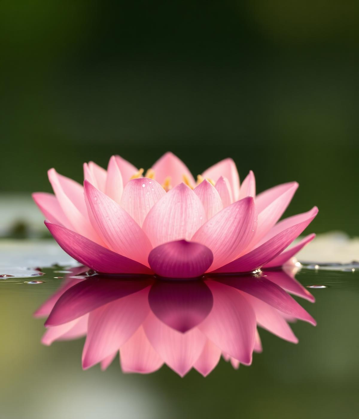 Pink lotus in still water